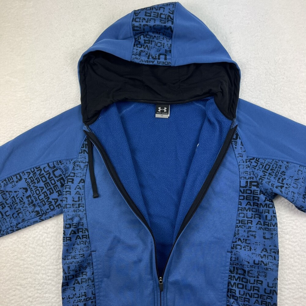 Under Armour Jacket Mens Medium ColdGear Logo Full Zip Hooded Fleece Lined - Picture 4 of 15